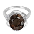 thumbnail image 2 of Mauli Jewels Women's 4.53 Carat Smokey Quartz and Diamond Flower Ring in 10K White Gold, 2 of 6