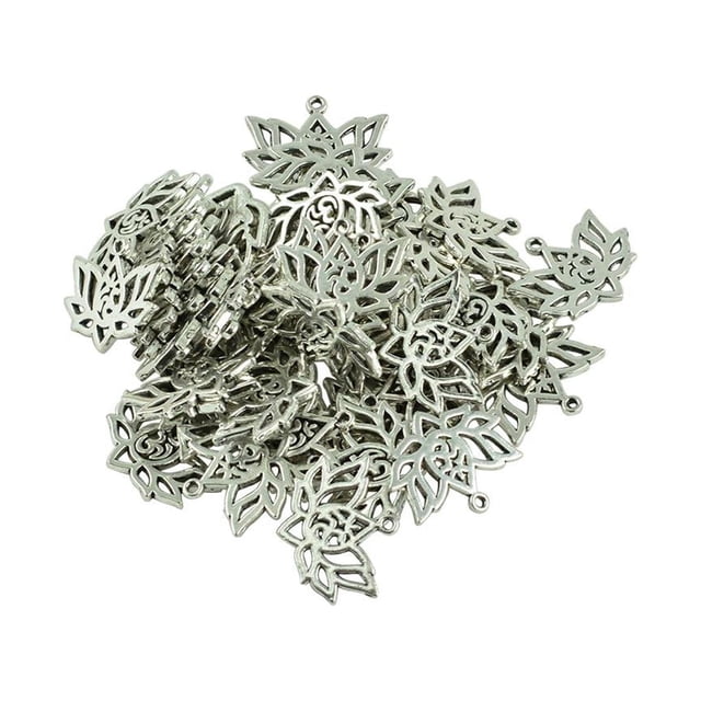 50 PCS Tibetan Silver OM (AUM) Yoga Lotus Flower Charms Haciendo DIY Sunnimix flor de loto encanto a granel