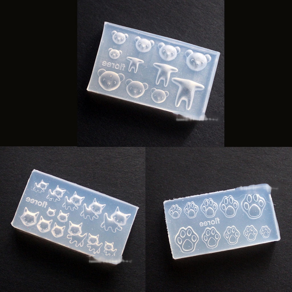 UNTERING Jewelry Making Tools 24Pcs Size Food Doughnuts Bread Silicone Mold Flower for Cat Heart Template Acrylic Gel Tools Resin Mold Jewelry