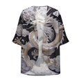 thumbnail image 4 of miqiqism Womens Lightweight Cardigan Trendy Cozy Loose fit Dragon Printed Kimono Cover up Lightweight Blouses Juniors Fashion Open Front Pleated Cardigans,White,Small, 4 of 5