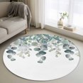 thumbnail image 2 of Botanical Teal Large Area Rugs for Bedroom Living Room, Soft Non Slip Carpet Bedside Rug, Watercolor Eucalyptus Leaves Spring Round Floor Cover Kitchen Accent Rug 3.3' for Dining Room/Office, 2 of 9