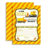 Baby Under Construction Baby Boy Baby Sprinkle Baby Shower Invitations, 20 5"x7" Fill In Cards with Twenty White Envelopes by AmandaCreation