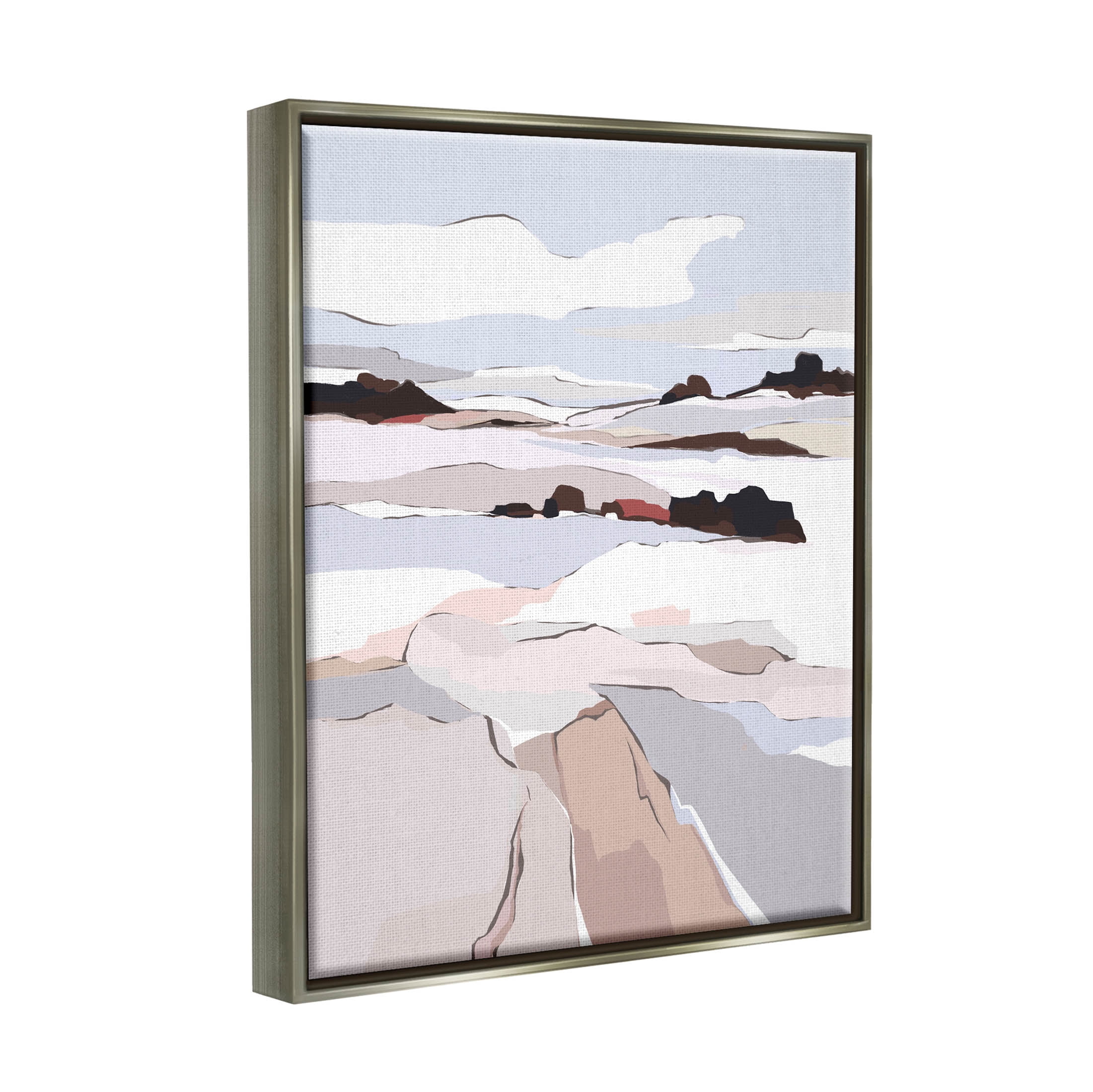Stupell Industries Winter Mountain Abstract Landscape Graphic Art Luster Gray Floating Framed Canvas Print Wall Art, Design by Nikita Jariwala