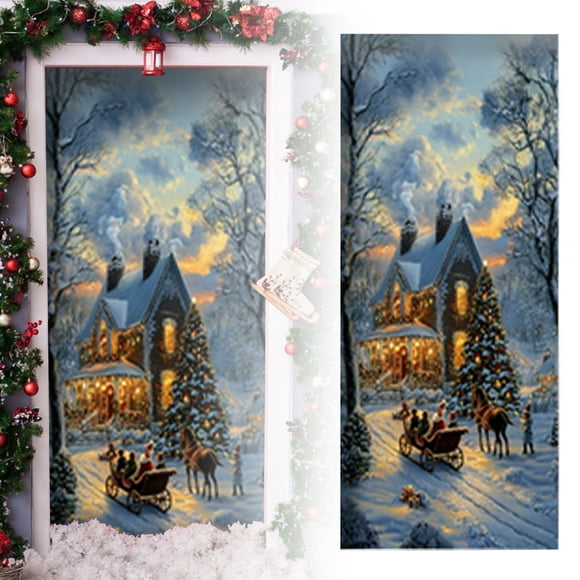 Large Holiday Party Door Banner Festive Wall Hanging Merry Christmas Welcome Sign For Home Indoor Outdoor Entryway