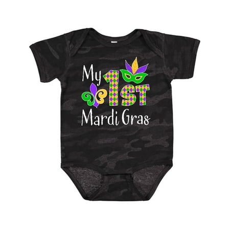 

Inktastic My 1st Mardi Gras with Mask Gift Baby Boy or Baby Girl Bodysuit