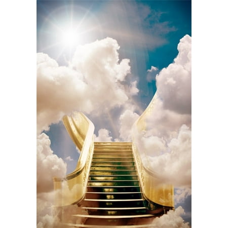 HelloDecor Polyster 5x7ft Heavenly Stair Backdrop Holy Celestial Clouds Photography Background Adult Lovers Girl Boy Artistic Portrait Supernal Sky Dreamy Photo Shoot Studio Props Video Drop (Best Camera Body For Portrait Photography)