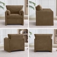 thumbnail image 7 of Oversized Accent Chair, 32.68" Wide Modern Armchair with Deep Seat, Mid-Century Comfy Reading Chair, Chenille Sofa Chair, Brown, 7 of 7