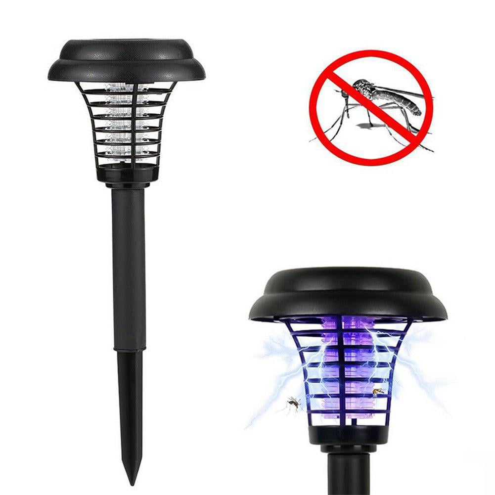 Solar Powered Outdoor Fly Bug Zapper Mosquito Insect Killer LED Light Trap Lamp