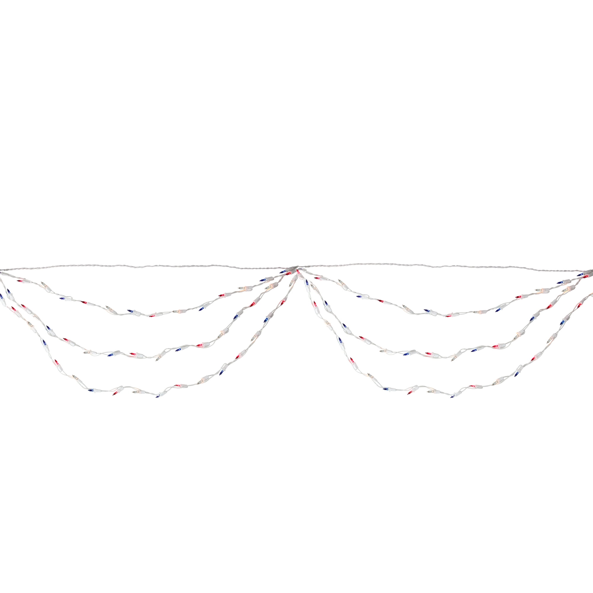 Northlight Mini Swag Patriotic Lighting - Red White and Blue - 6' White Wire - 100ct