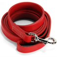 thumbnail image 2 of logical leather 6 foot dog leash - best for training - water resistant heavy full grain leather lead - red, 2 of 3