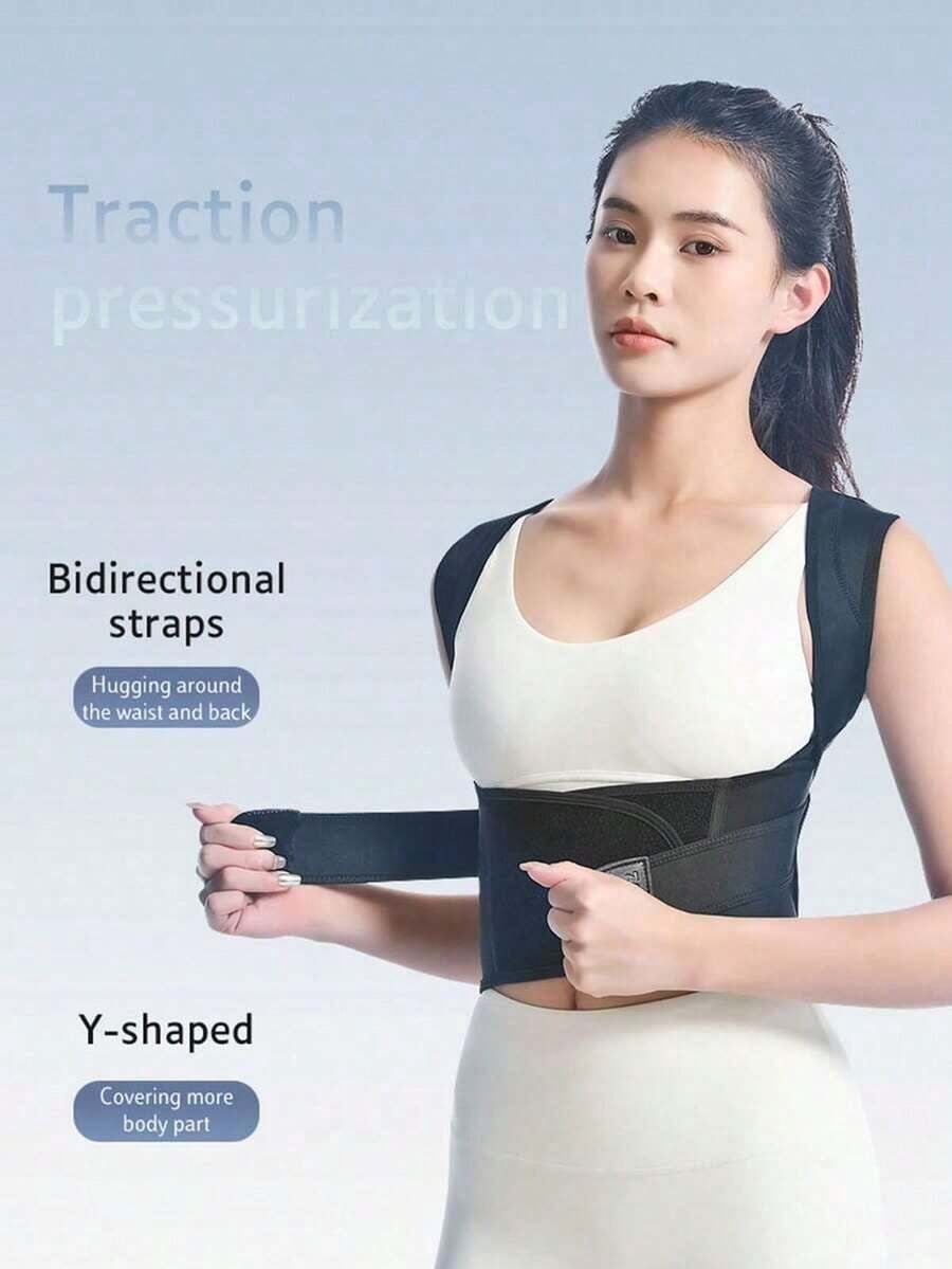 Adjustable Full Back Brace Posture Corrector For Men And Women Shoulder Straightener Back Support Improves Posture Scoliosis Hunchback Spine Corrector Gym Daily Accessory