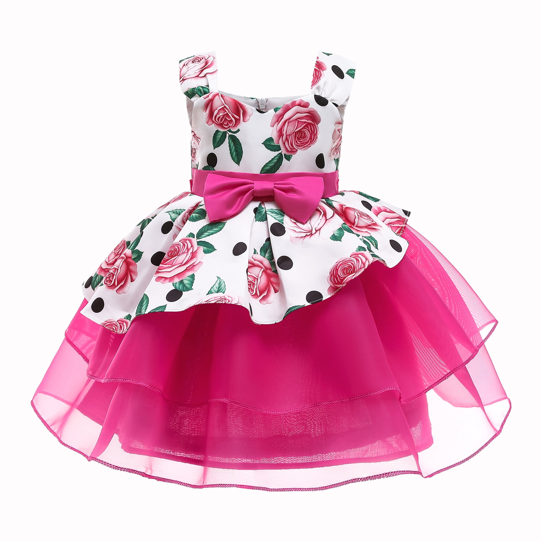 MIKRDOO Princess Dress For 2T Toddler Baby Girls Floral Print Off The Shoulder Gauze Sleeveless Puffy Dress Princess One Piece Party Dress Years,White - Walmart.com