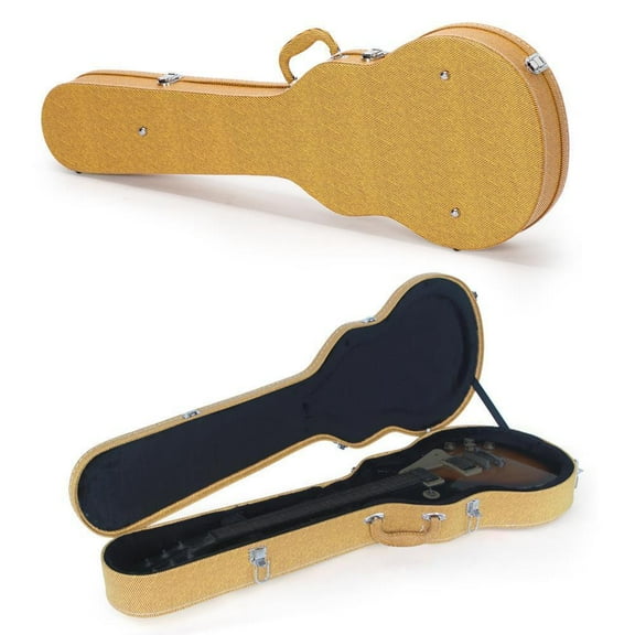 Solirest Electric Guitar Hard Case, Wooden Hard-Shell Protective Carrying Case for GLP-Style Electric Guitar with Lock Latch Padding, Yellow