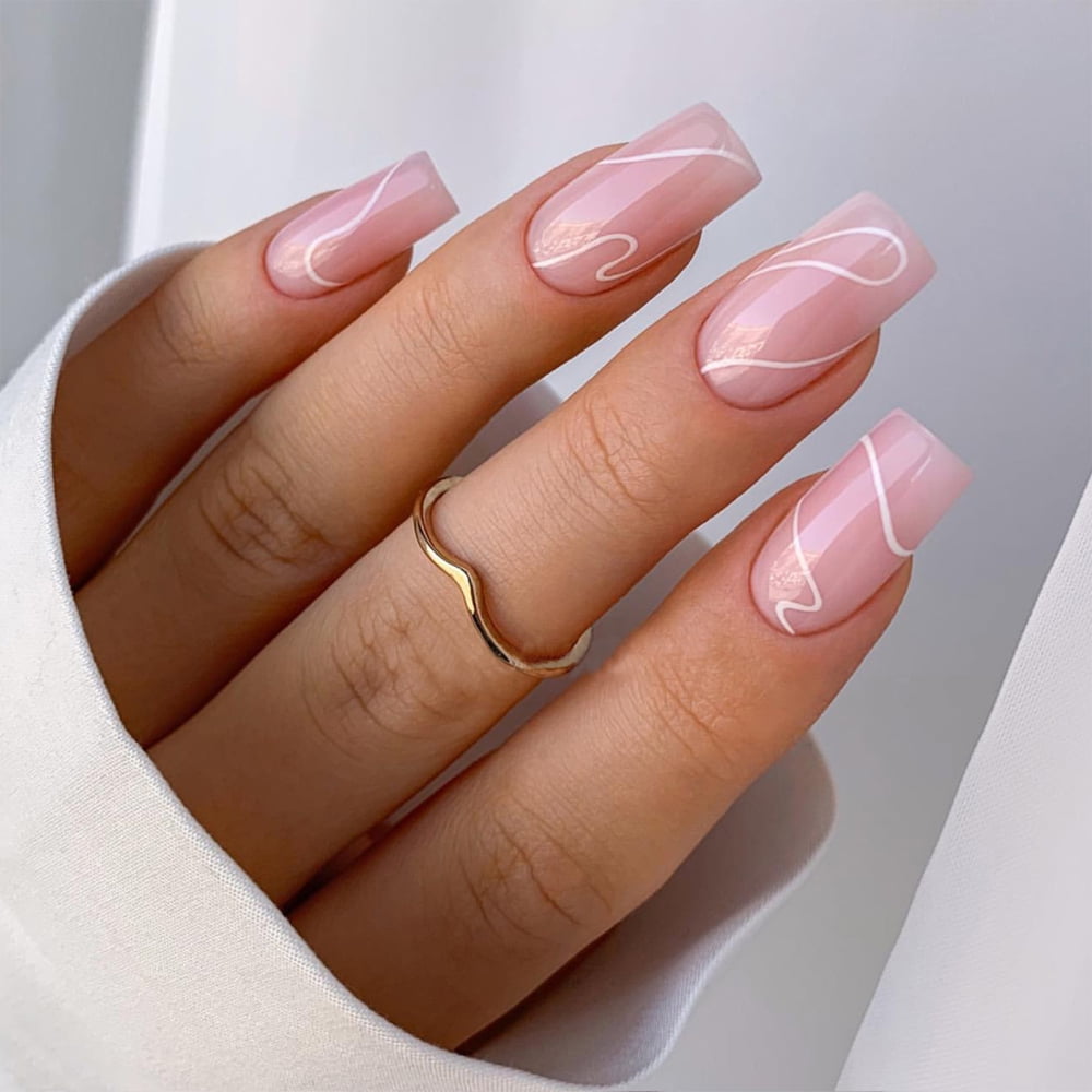 Nude Nails White Line Nail Art – AYANA BEAUTY