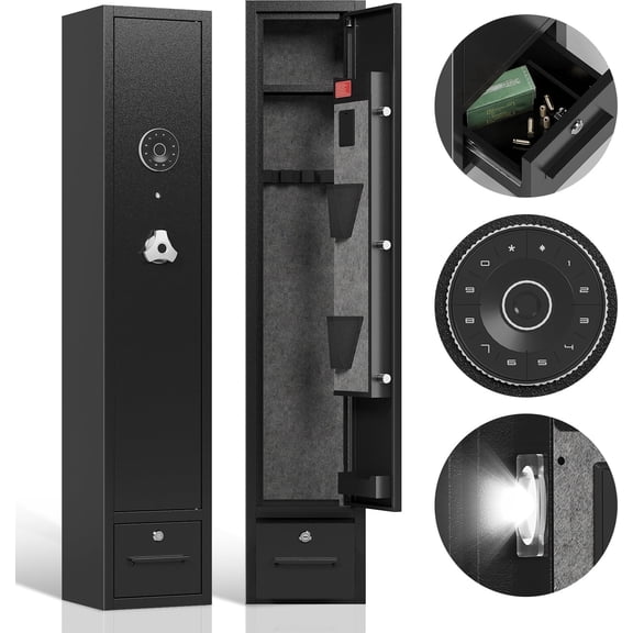 4 Gun Safe & Gun Cabinets Gun Safes for Home Rifle and Pistols Rifle Gun Safe with Drawer Gun Cabinet for Rifles and Shotguns Safe with Removable Shelf and Gun Rack
