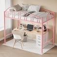 thumbnail image 3 of Bingirl Lit Mezzanine en Métal Robuste Format Simple - Garde-Corps Arqué, Échelle de Sécurité, Gain de Place, Aucun Sommier Requis, Rose Moderne, 3 of 7