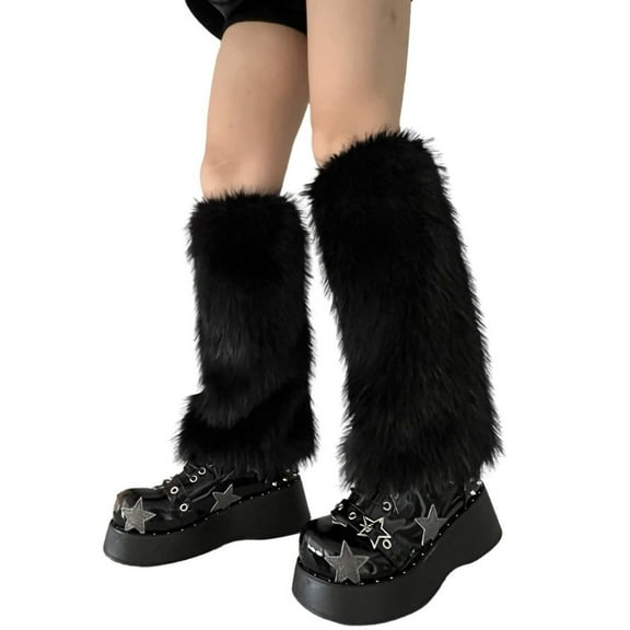Faux Furs Leg Warmer,Warm Soft Cozy Fuzzy Leg Warmer Boot Cuffs Cover for Women Party Costumes Boot Sleeves Boot Covers