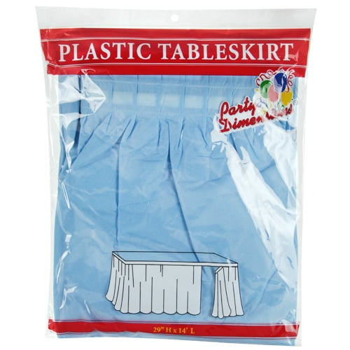 Light  Blue  29'H X 14'L Plastic Disposable Party Table Skirt