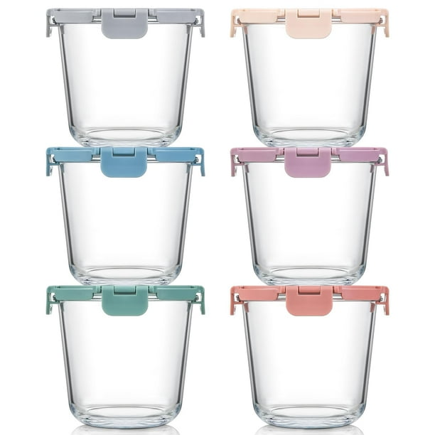 Recipientes de vidrio para preparación de comidas Snuvid, juego de 3 tazas y 6 con tapa mejorada