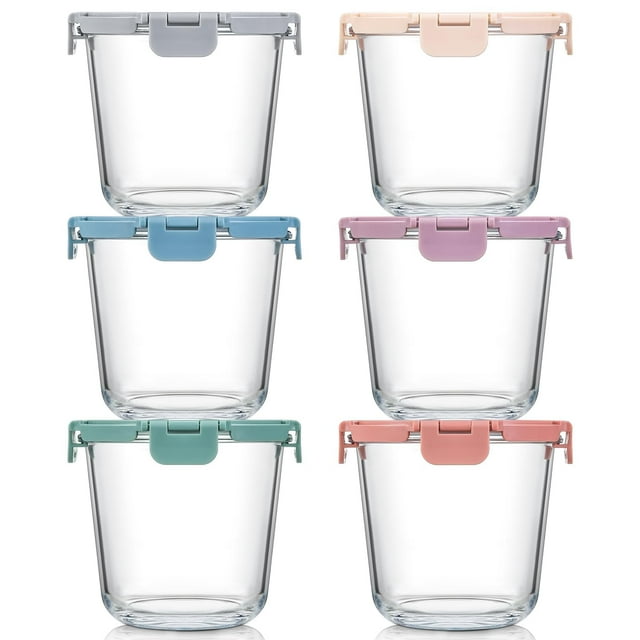 Recipientes de vidrio para preparación de comidas Snuvid, juego de 3 tazas y 6 con tapa mejorada