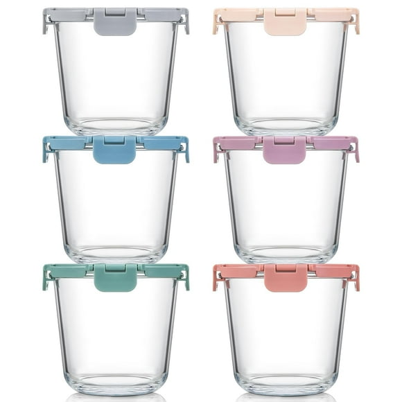 Recipientes de vidrio para preparación de comidas Snuvid, juego de 3 tazas y 6 con tapa mejorada