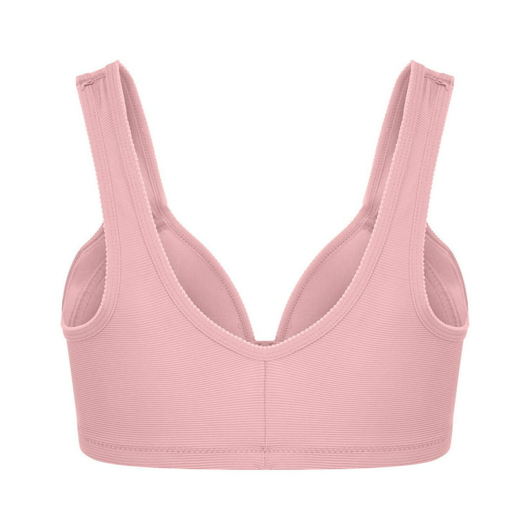 EHTMSAK Bras for Women Front Closure Padded Plus Size Padded Wirefree Bra  Pink XL