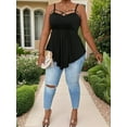 thumbnail image 7 of LapaPlus Spaghetti Strap Tank Tops for Women Beaded Trendy Asymmetrical Hem Blouse Black 1XL-5XL, 7 of 7