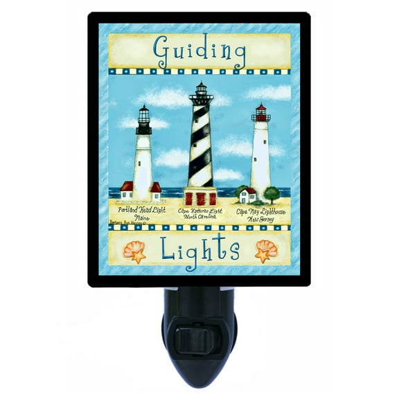 Night Light - Guiding Lights. | Lighthouse Theme, Includes Free Switchable Insert, 4W Bulb, E12 Base
