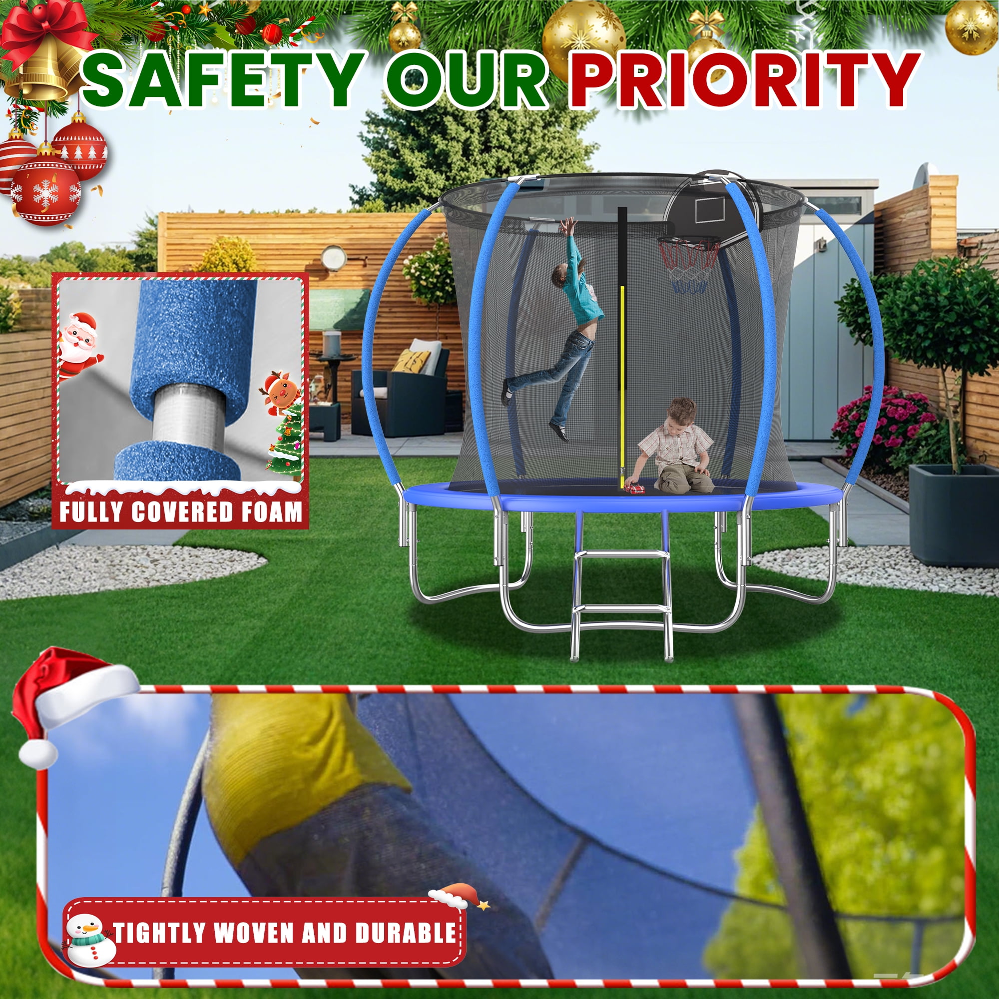 Shengchao Trade 1200LBS 12ft Heavy Duty Outdoor Trampoline for 3-5 Kids and Adults,Backyard Trampoline with Enclosure Net and Ladder, Jumping Trampoline Capacity for Boys and Girls Birthday Gift