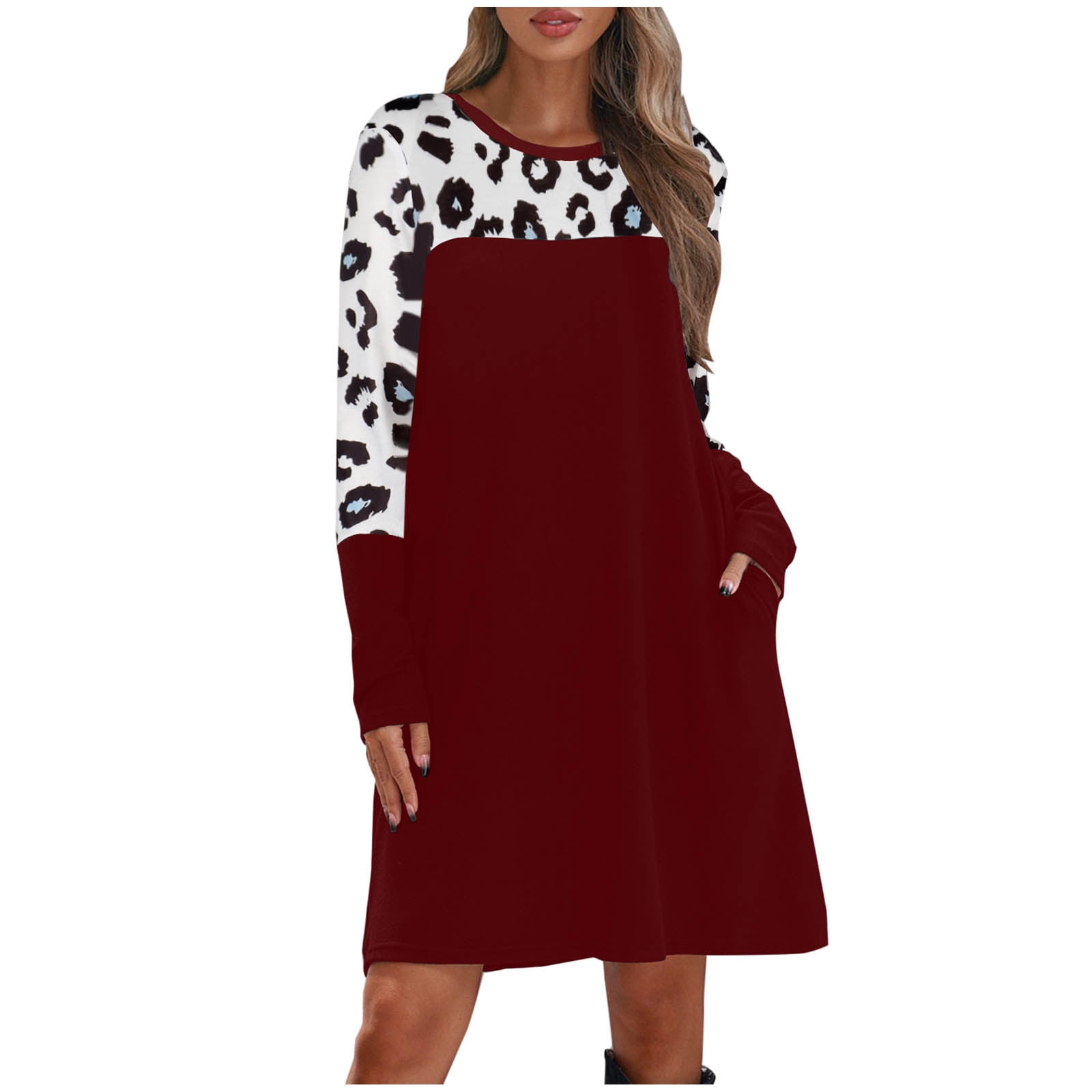 The Fashion Women's Winter Plus Size Casual Loose Round Neck Pocket