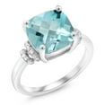 thumbnail image 2 of Gem Stone King 925 Sterling Silver Sky Blue Topaz Ring for Women (4.94 Cttw, Cushion Checkerboard 10MM, Gemstone Birthstone, Available in Size 5, 6, 7, 8, 9), 2 of 5