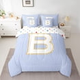 thumbnail image 2 of Feelyou Initial B Letter Bedding Comforter Set 7 Pieces for Kid, Fashion Stripes Ombre Full Bedding Set, Fairy Tale Princess Reversible Fitted Sheet Flat Sheet, Lightweight Room Decor, 2 of 8