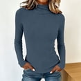 thumbnail image 2 of ManxiVoo Women's Ribbed Turtleneck Top Slim Fit Thermal Long Sleeve Shirt for Winter Layering and Under Sweater XXL Size Blue, 2 of 4