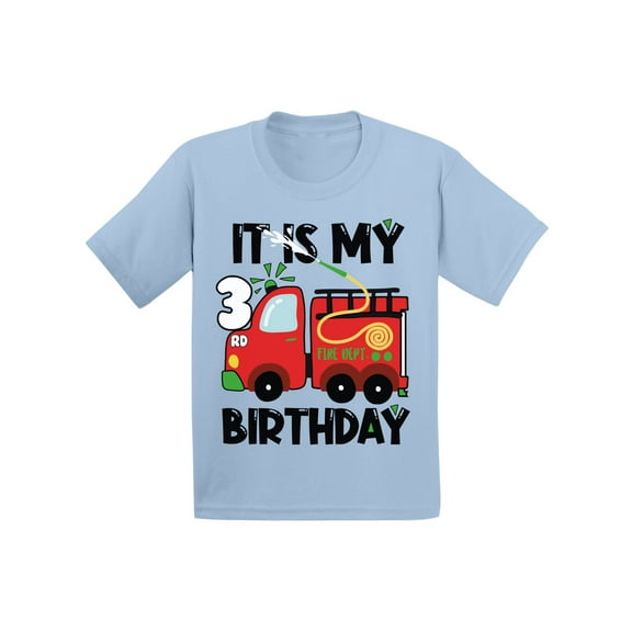 Awkward Styles My Third Birthday T-shirt Fire-Truck Toddler Shirt Firefighter Top