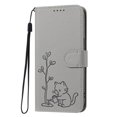 thumbnail image 3 of Wallet Leather Case For Motorola Moto G86 5G 6.67",with Card Holder,wristband, Shockproof Kickstand Embossed Little Cat Watering Tree Phone Case,Grey,For Moto G86 5G, 3 of 8