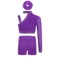 thumbnail image 3 of TiaoBug Gymnastics Leotard for Girls 3 Piece Crop Top with Shorts Dance Outfit Tumbling Activewear Sets Purple 14, 3 of 4