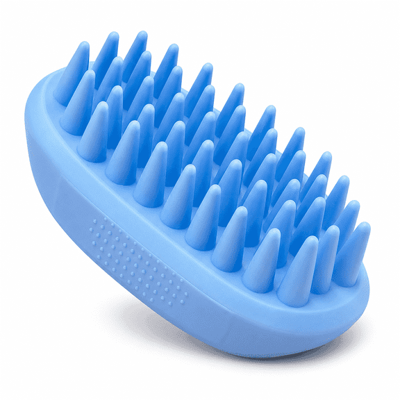 1 PACK Pet Silicone Shampoo Brush for Long & Short Hair Medium Large Pets Dogs Cats, Anti-skid Rubber Dog Cat Pet Mouse Grooming Massage Comb (Blue)