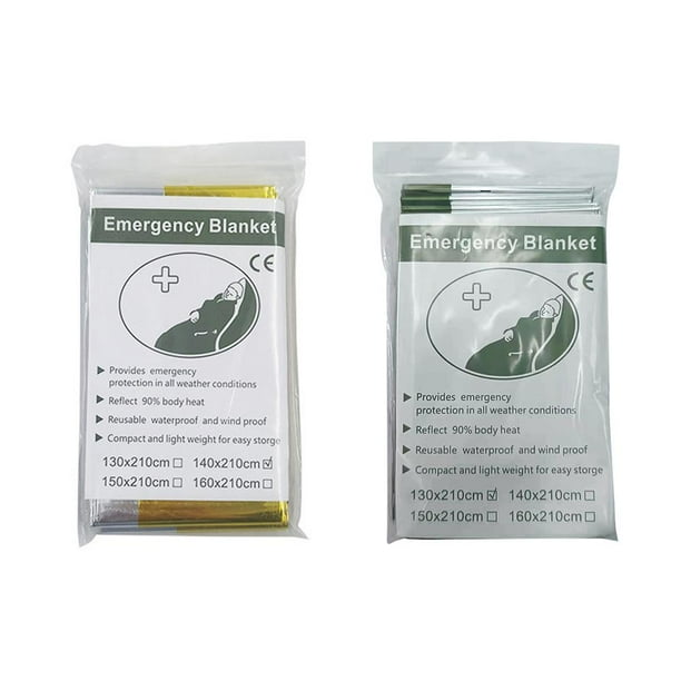 Mantas de supervivencia de primeros auxilios de lámina térmica de emergencia para exteriores (130x210cm plateado)