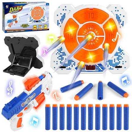 Hot Bee Shooting Targets Toys for Boys, Tilt-adjustable Interactive Digital Scoring Target Blaster w/ 12 Form Darts, Outdoor/Indoor Toy Gift for Kids 5 6 7 8-12