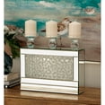 thumbnail image 3 of DecMode 3 Holder Silver Wood Pillar Candelabra with Mirrored Accents and Crystals, 3 of 8