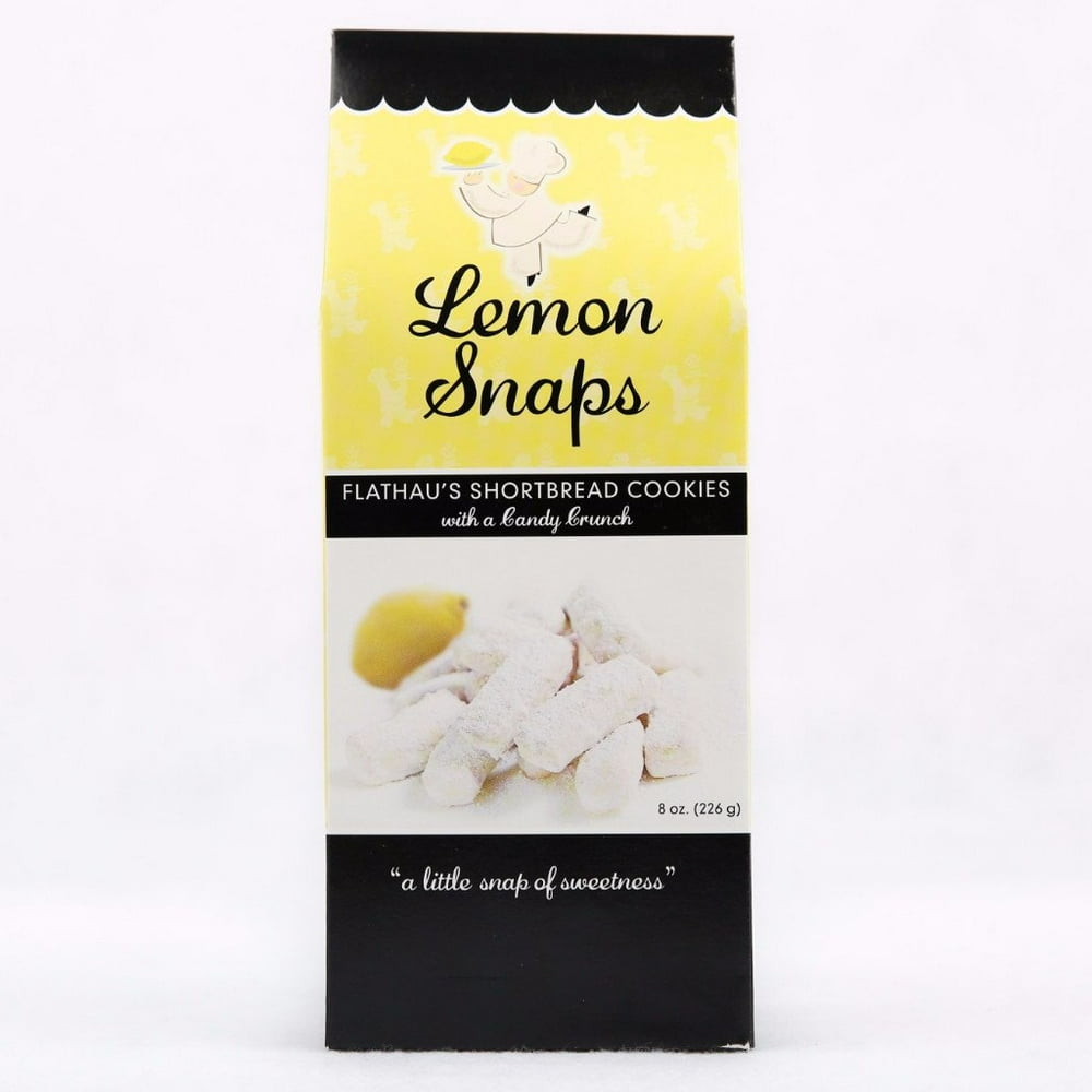 Flathau's Lemon Shortbread Cookies (Snaps) 8 oz. Box Gift Box