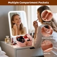thumbnail image 3 of Pink Makeup Bag, Large Capacity Travel Cosmetic Bag, 180° Wide Opening Toiletry Bag for Travel, PU Leather Cosmetic Makeup Bag with Handle, Portable Toiletry Bag for Skincare & Travel Essentials, 3 of 6