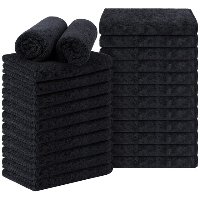Pack de 24 toallas de salón Orighty, microfibra, 16 x 29 cm, color negro