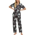thumbnail image 2 of INSPIRE CHIC Women's Pajama Sets Button Down Shirt with Long Pants 2 Pcs Nightwear Sleepwear XS Blacks, 2 of 5