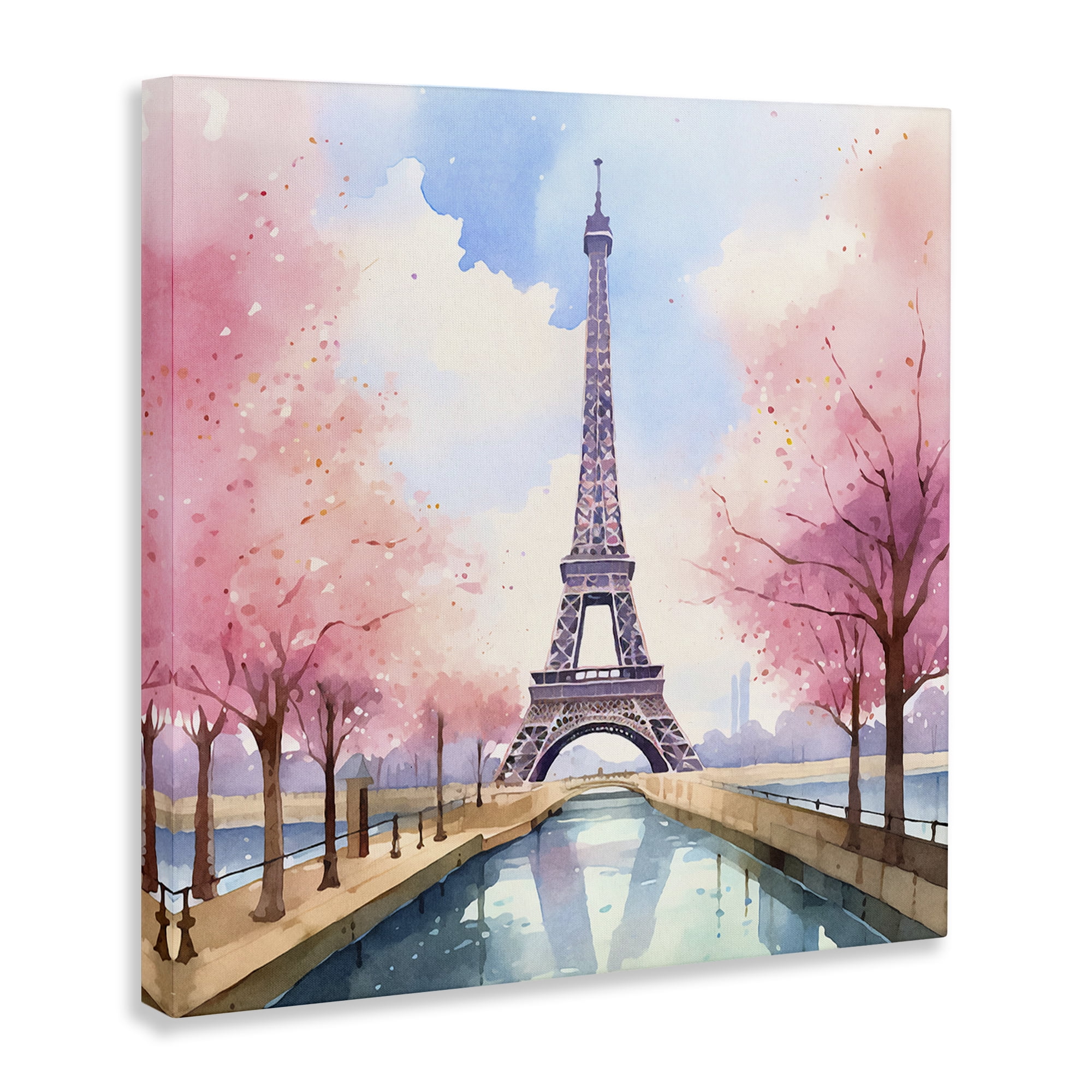 Stupell Industries Paris Rendezvous Scene Town & City Painting Gallery Wrapped Canvas Art Print Wall Art, 17 x 17