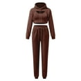 thumbnail image 5 of Women's Casual Outfits Solid Sweatshirts Crop Top And Trousers Pants Sets Track Suits Beautiful And Casual Suit Yoga Pants Women Tuxedo Suit plus Size Suit Women Homecoming Pants Outfit Junior Womens, 5 of 6