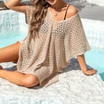 thumbnail image 5 of Tqyyweavej Womens Beach Cover Up Solid Color Short Sleeve Free Size Crochet Swimsuit Coverup Casual Loose V Neck Cover Ups for Swimwear Women, 5 of 10