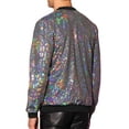 thumbnail image 3 of INSPIRE CHIC Sequin Varsity Jacket for Men's Zip Up Long Sleeves Party Sparkle Jacket, 3 of 4