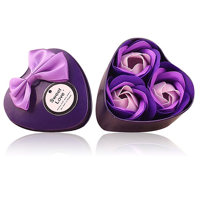 Coofit 3PCS Soap Flowers Romantic Rose Soap Desk Decoration for Valentine Christmas