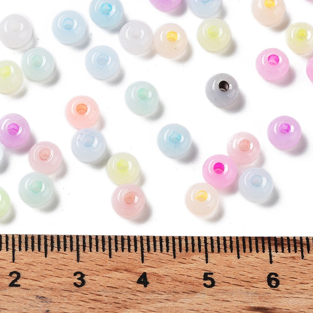 Imitation Jade Glass Seed Beads Luster Dyed Round Colorful 5.5x3.5mm Hole: 1.5mm